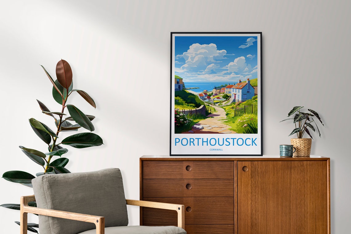 Porthoustock Cornwall Harbor Village Path Travel Poster View - Image 2