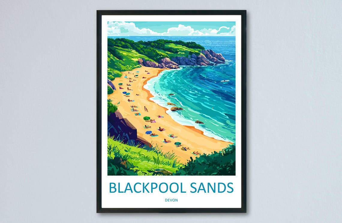 Blackpool Sands Devon Beach Bay England Coastal Travel Poster
