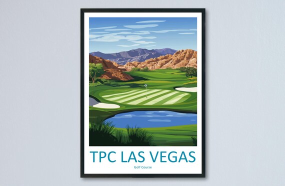 TPC Las Vegas Golf Course Desert Mountain Sunset Travel Poster
