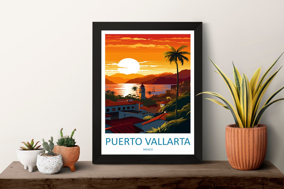 Puerto Vallarta Travel Print Wall Art Puerto Vallarta Wall Hanging Home Decor Puerto Vallarta Gift Art Lovers Wall Art Print Art Mexico Art - Image 3