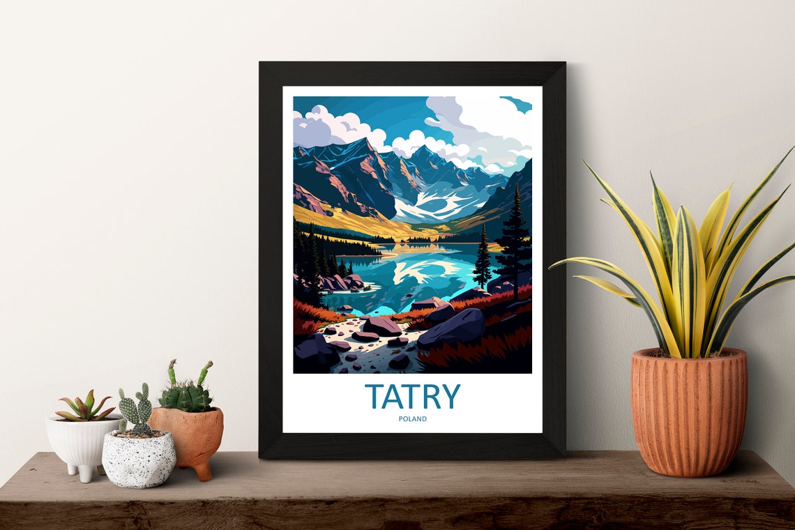 Tatry Poland Mountain Lake Poster with Alpine Peak Reflection - Image 3