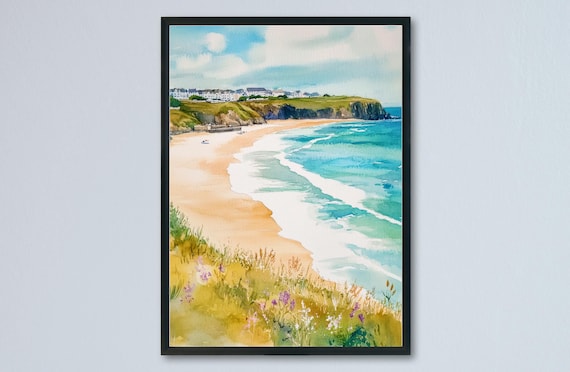 Newquay Surf Beach Sandy Bay Clifftop Town Cornwall Coast Poster
