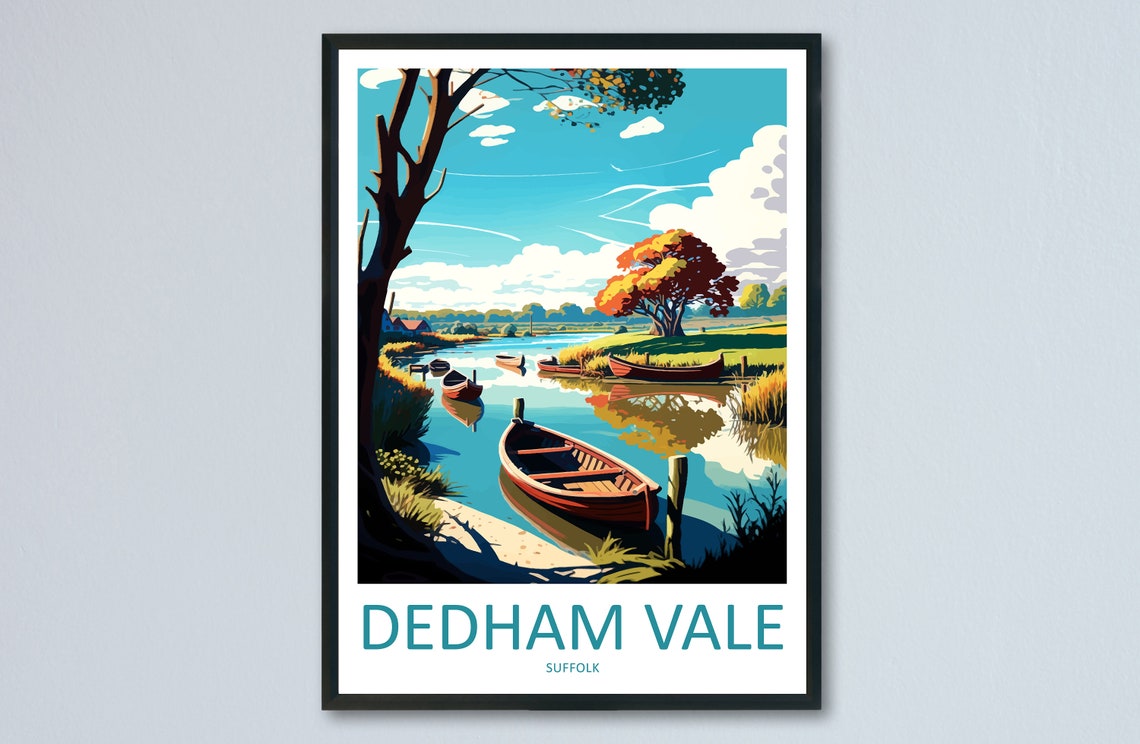 Dedham Vale Suffolk Riverside Rowboats Autumn Afternoon Poster