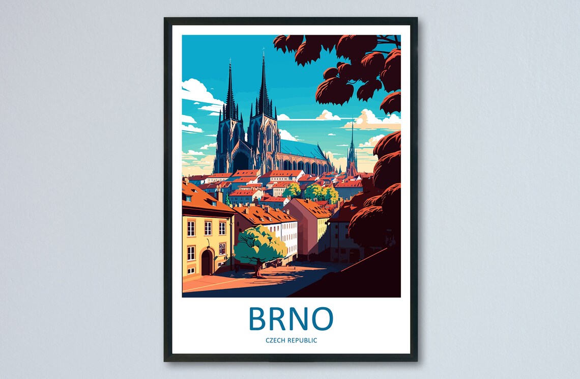 Brno Travel Poster, Czech Republic Wall Art