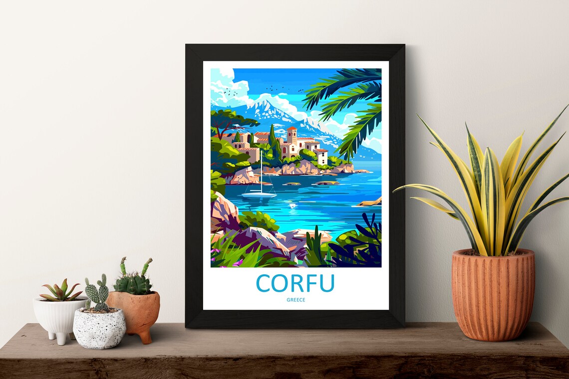 Corfu Travel Poster, Greece Home Decoration - Image 3
