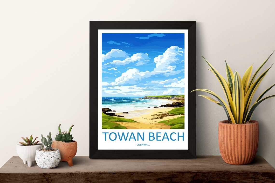 Towan Beach Travel Poster, Cornwall Wall Decor - Image 3