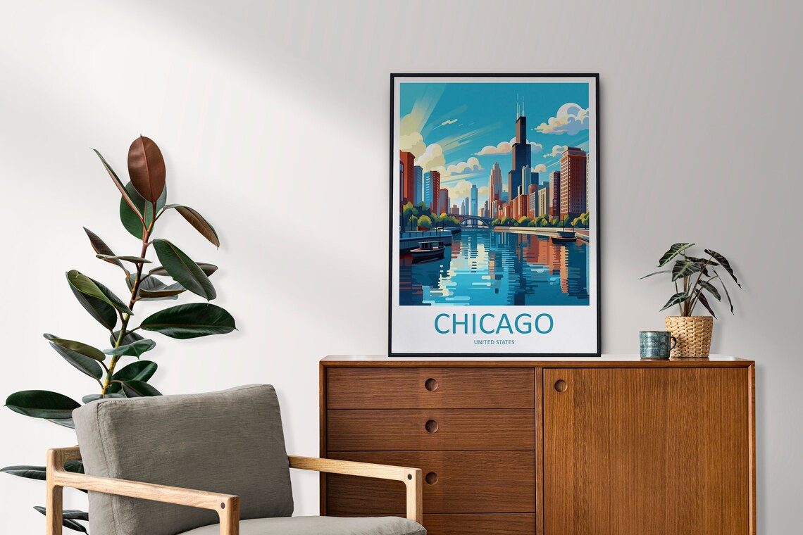 Chicago Travel Poster, Illinois Wall Art Print - Image 2