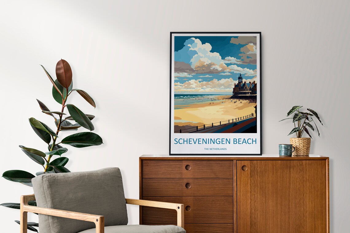 Scheveningen Beach Travel Poster, Netherlands Art Print - Image 2