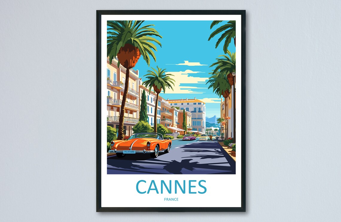 Cannes Travel Poster, France Wall Art Print