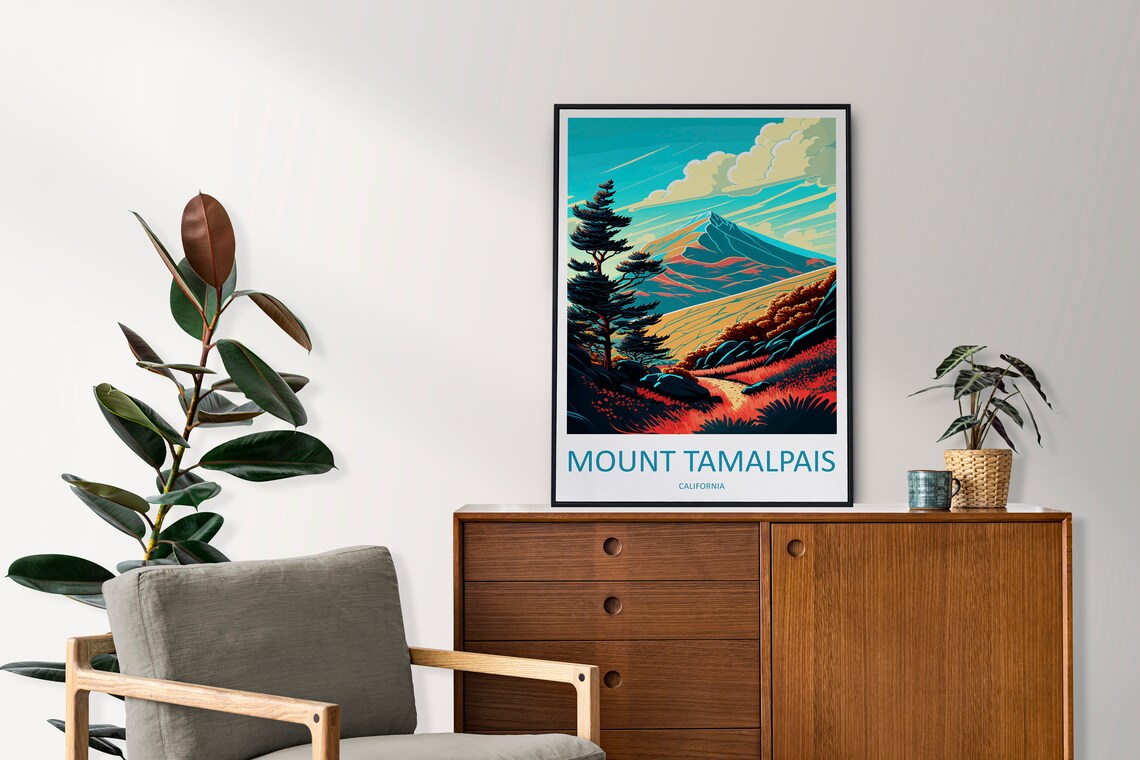Mount Tamalpais California Travel Poster With Colorful Peak View - Image 2