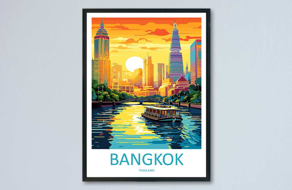 Bangkok Travel Poster, Thailand Wall Decor