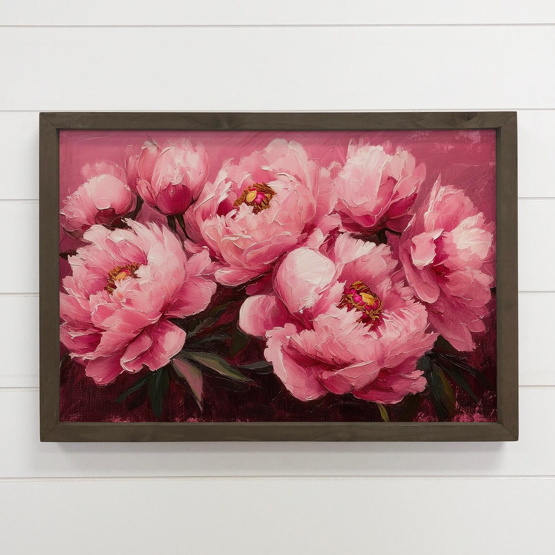 Pink Peonies Bouquet Vintage Oil Painting Feminine Floral Art Poster