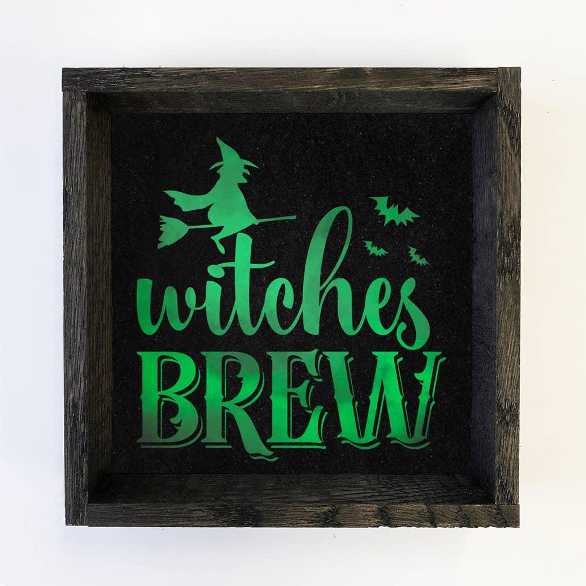 Witches Brew Glowing Green Witch Halloween Typography Wall Art Sign