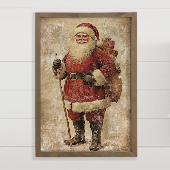 Vintage Santa Claus With Toy Sack Classic Christmas Portrait Poster