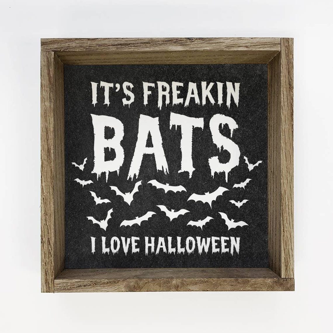 Its Freakin Bats Funny Halloween Word Sign Framed Art