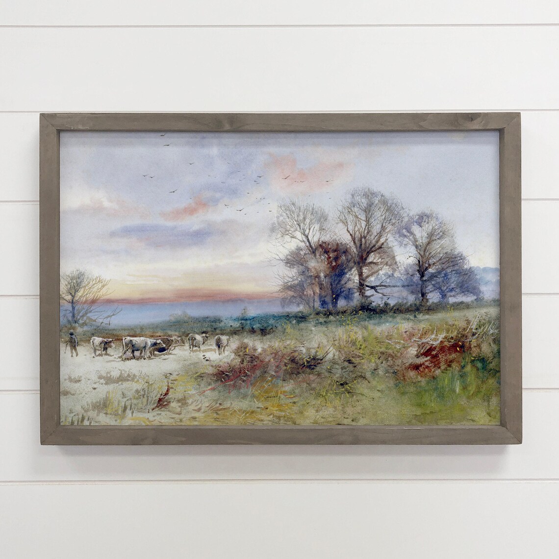 Evening Cattle Drive Ranch House Art Print