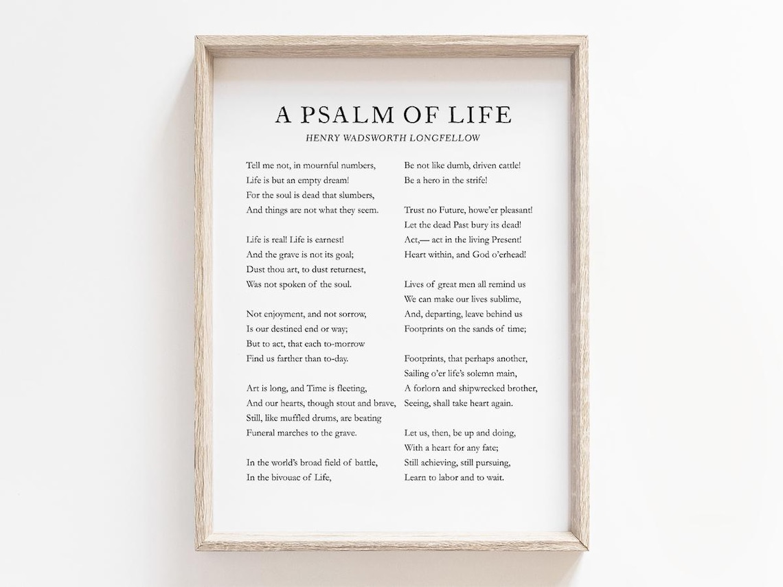 Classic Henry Wadsworth Longfellow A Psalm Of Life Poem Print