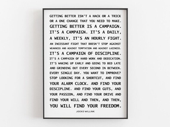Getting Better Is A Campaign Quote By Jocko Willink Workout Gym Room Wall Art Typography Decor Gifts For Son
