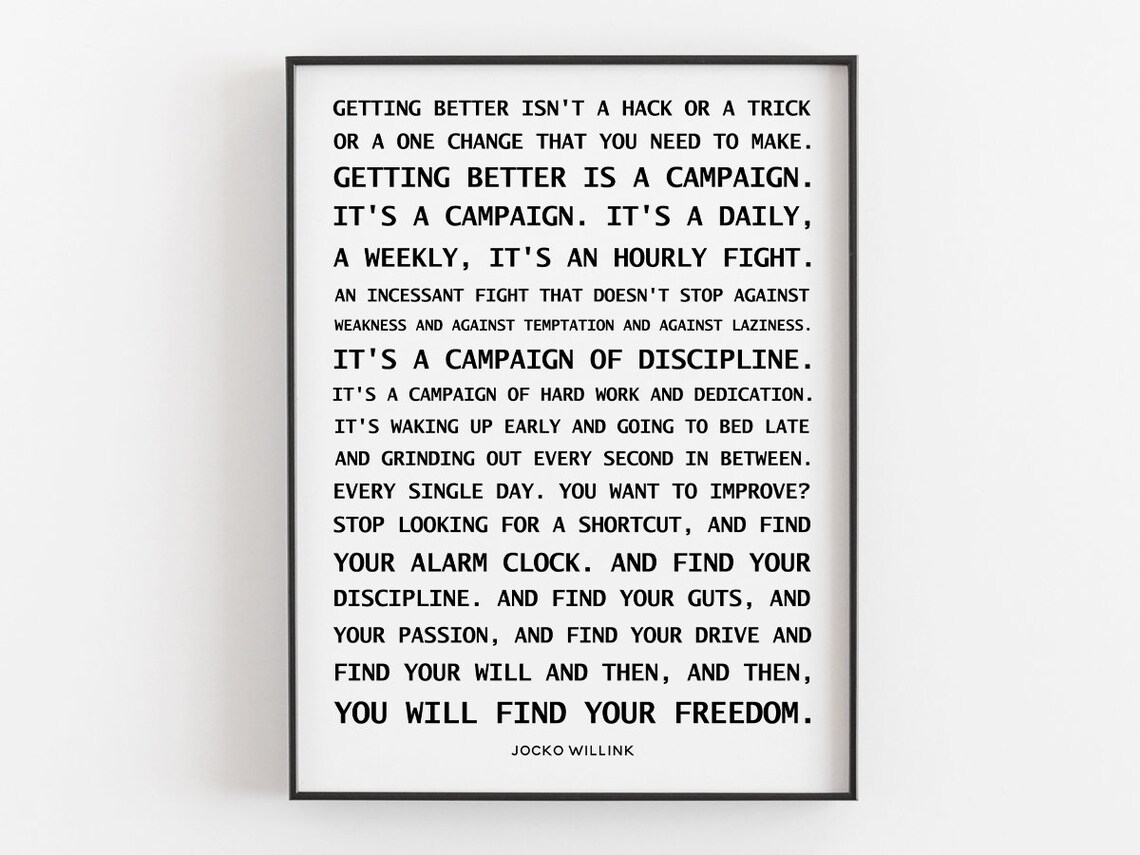Getting Better Is A Campaign Quote By Jocko Willink Workout Gym Room Wall Art Typography Decor Gifts For Son