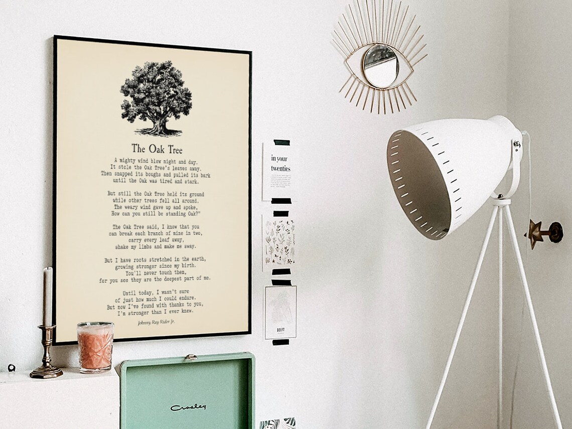 Oak Tree Poem by Johnny Ray Ryder, Vintage Tree Print - Image 3