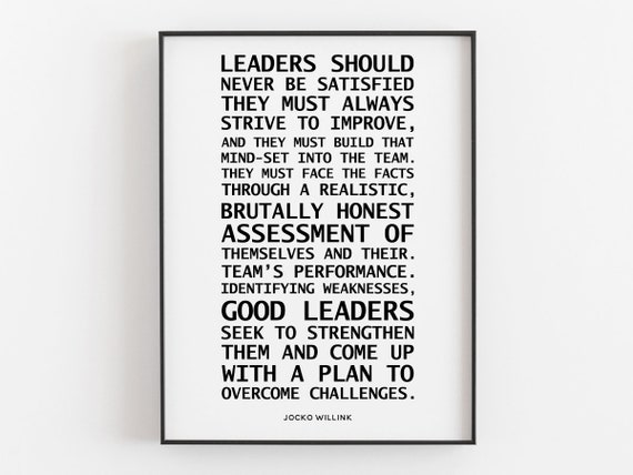 Leaders Should Never Quote By Jocko Willink Boss Print Leadership Wall Art Typography Decor Gift For Husband
