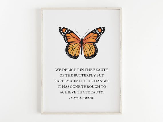 We Delight In The Beauty Quote By Maya Angelou Butterfly Children Wall Art Typography Decor Gifts For Her