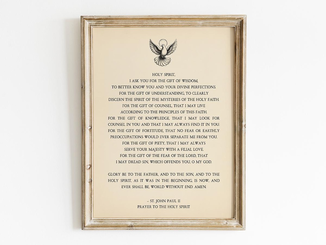 Holy Spirit Prayer By St John Paul, Catholic Faith Typography