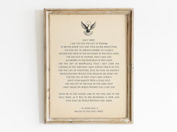 Holy Spirit Prayer By St John Paul, Catholic Faith Typography