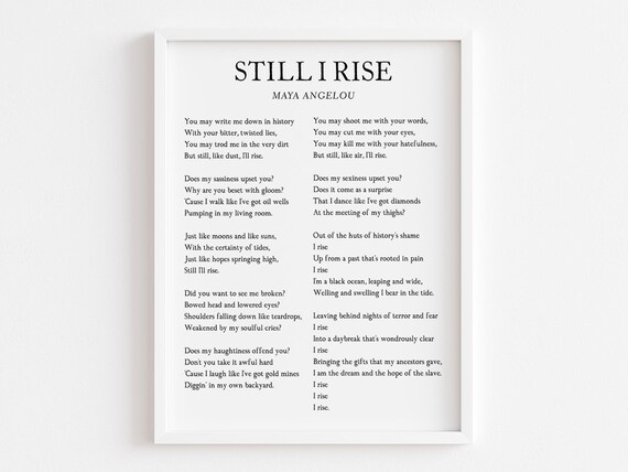 Still I Rise Poem By Maya Angelou Boss Leader Print Feminist Poetry Wall Art Typography Decor Women Gift
