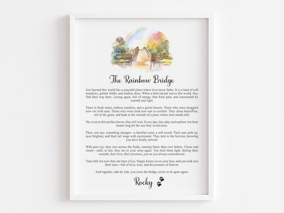 Custom Rainbow Bridge Dog or Cat Memorial Art Print