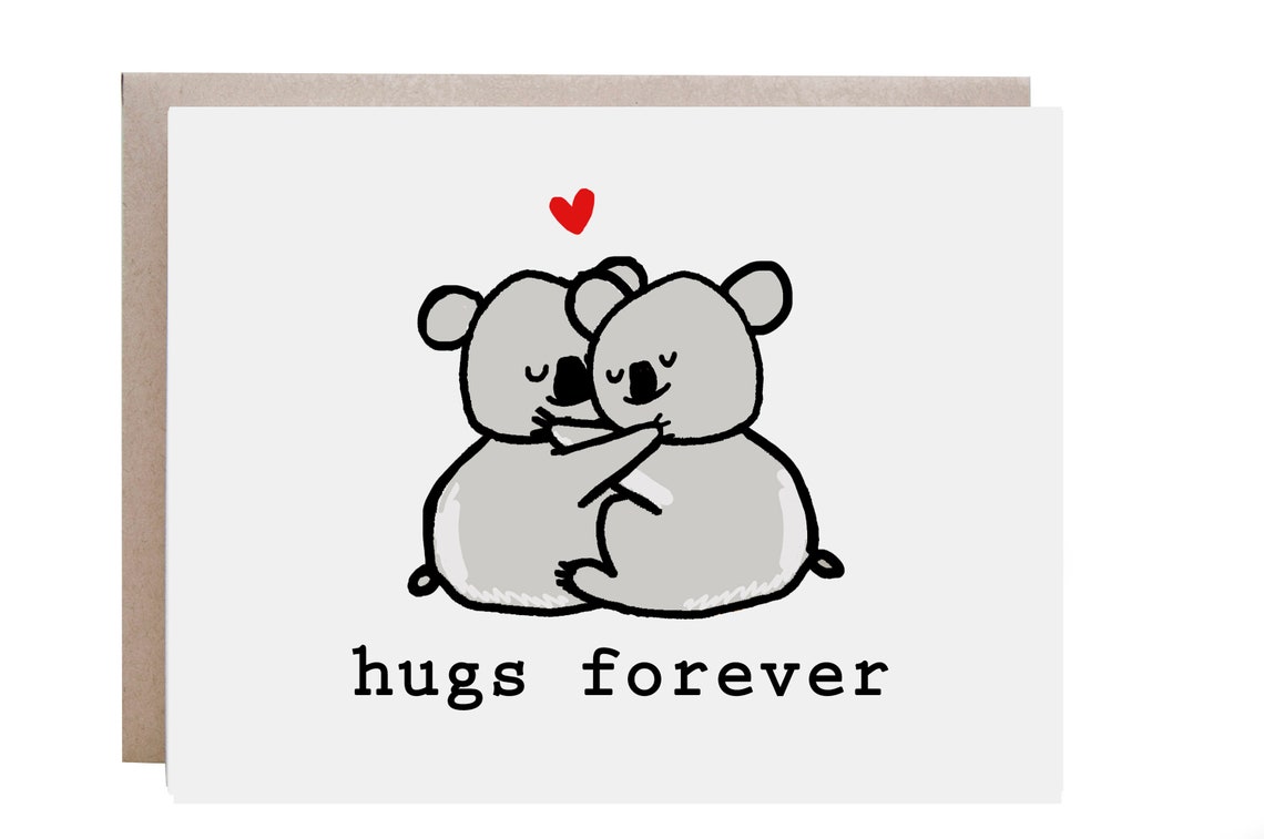 Hugging Koala Bears Hugs Forever Sweet Love Greeting Card Poster
