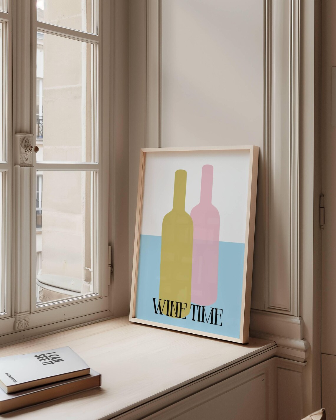 Wine Time Pastel Poster With Abstract Color Block Bottle Art - Image 3