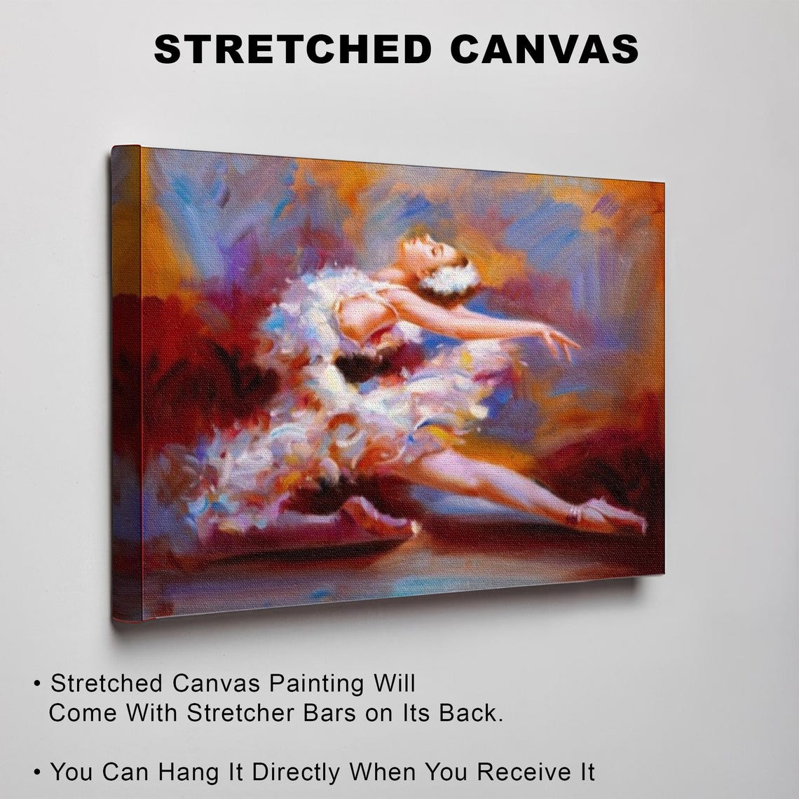 Ballerina Dancing in White Tutu Impressionist Oil Painting Poster - Image 3
