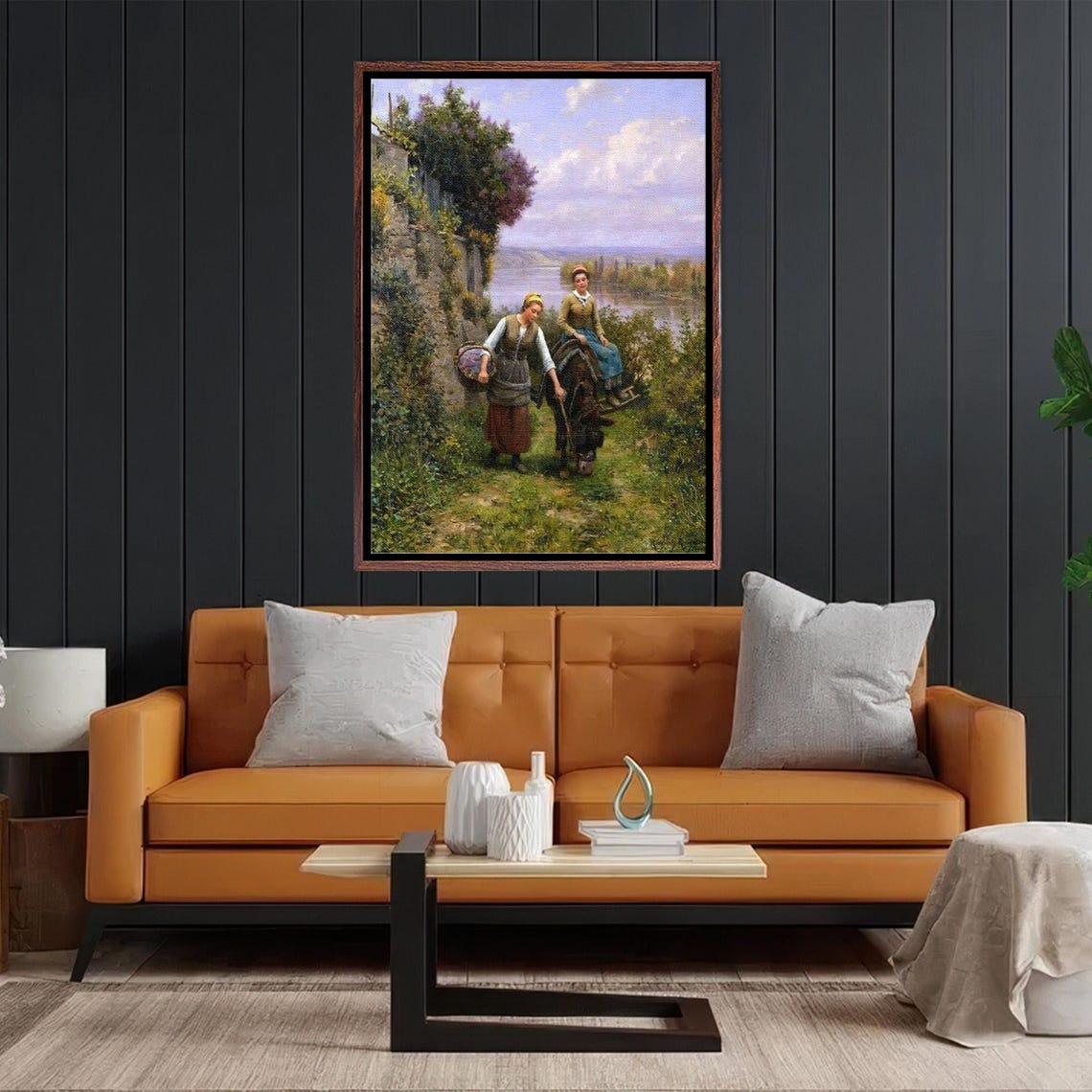 Village Girls By The Creek Wall Print Nature Wall Decor Landscape Wall Table Nature Wall Decor Nature Print - Image 2