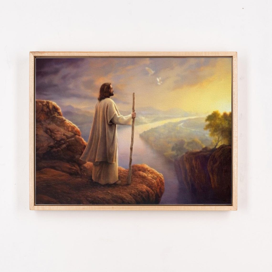Jesus Christ Standing on a Cliff Overlooking the Valley Poster - Image 4
