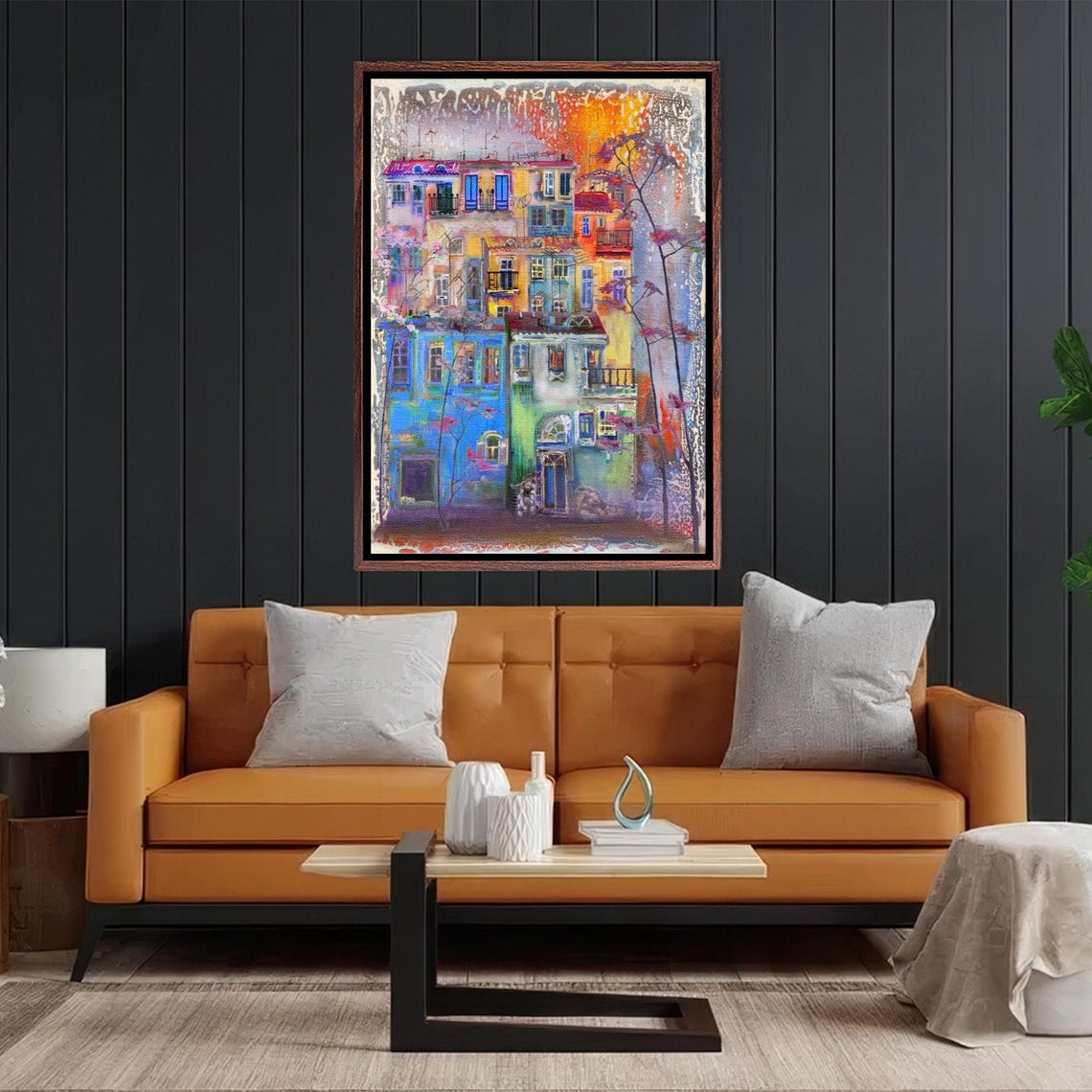 Colorful Dutch Canal Houses Painted in Watercolor Style Poster - Image 2