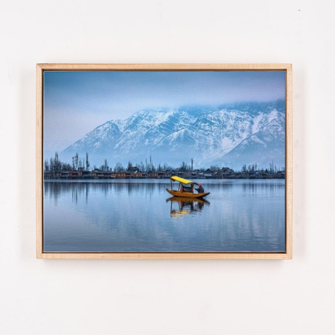 Winter on Srinagar's Dal Lake with Shikara Boat and Snowy Peaks Poster - Image 4