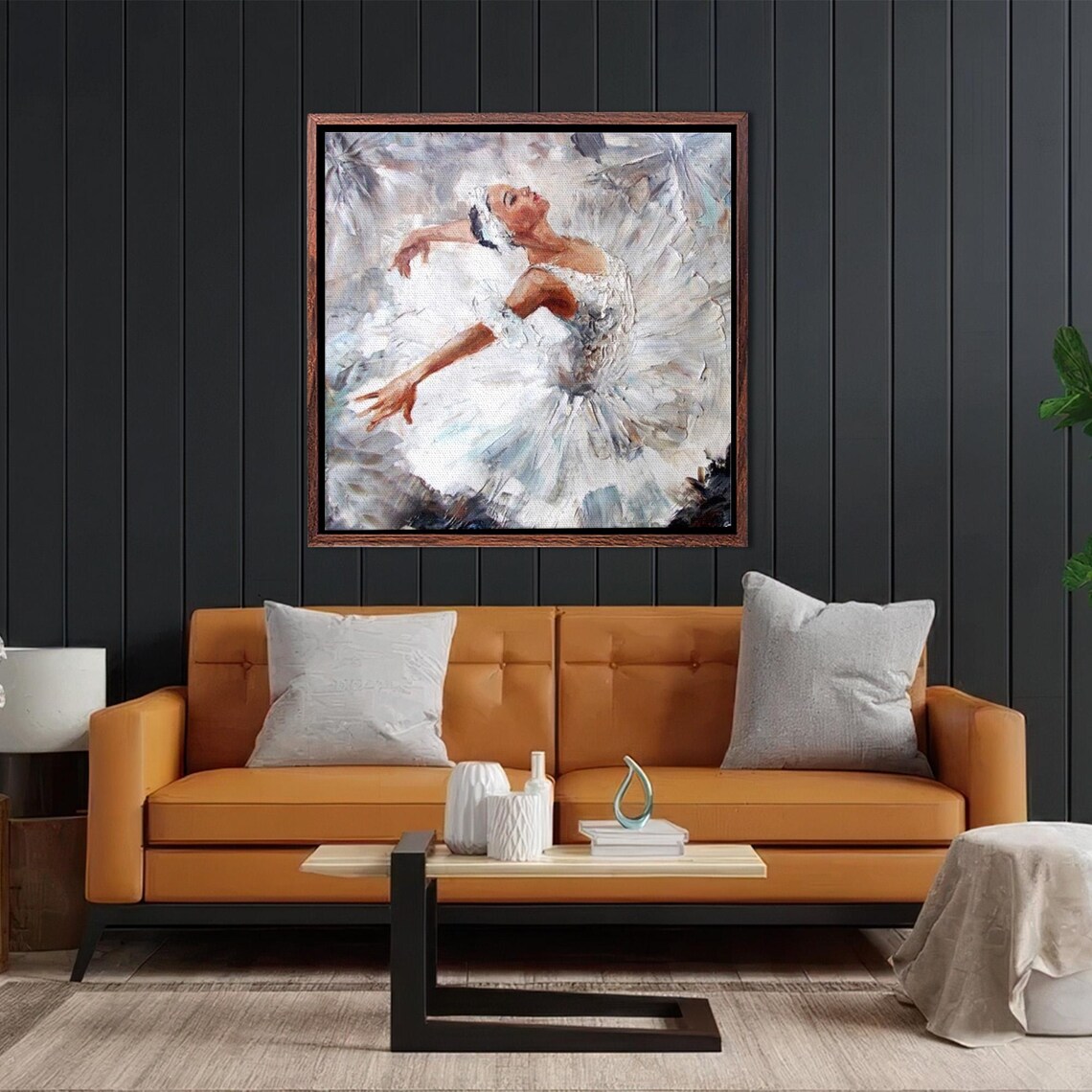 Ballerina Dancer In White Tutu Oil Painting Style Ballet Art Poster - Image 2