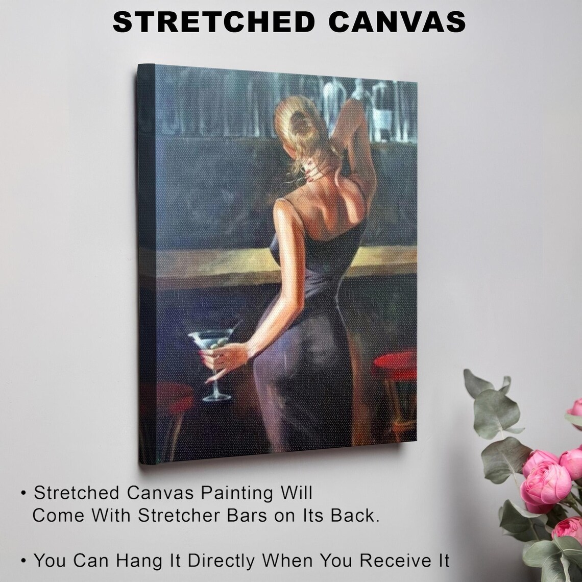 Sophisticated Woman In Black Dress Holding Martini At A Bar Poster - Image 3