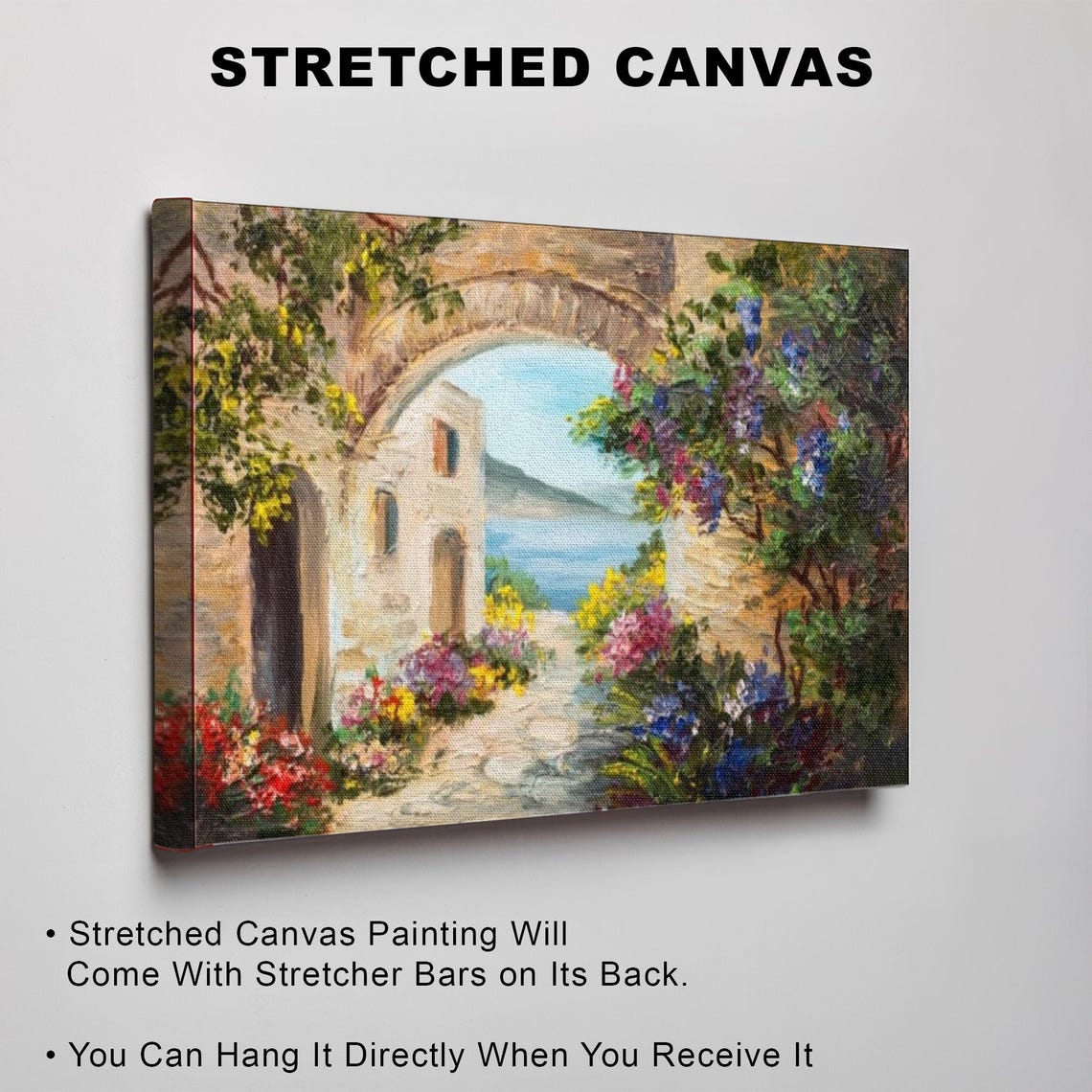 Flowering Stone Archway Overlooking the Mediterranean Sea Poster - Image 3
