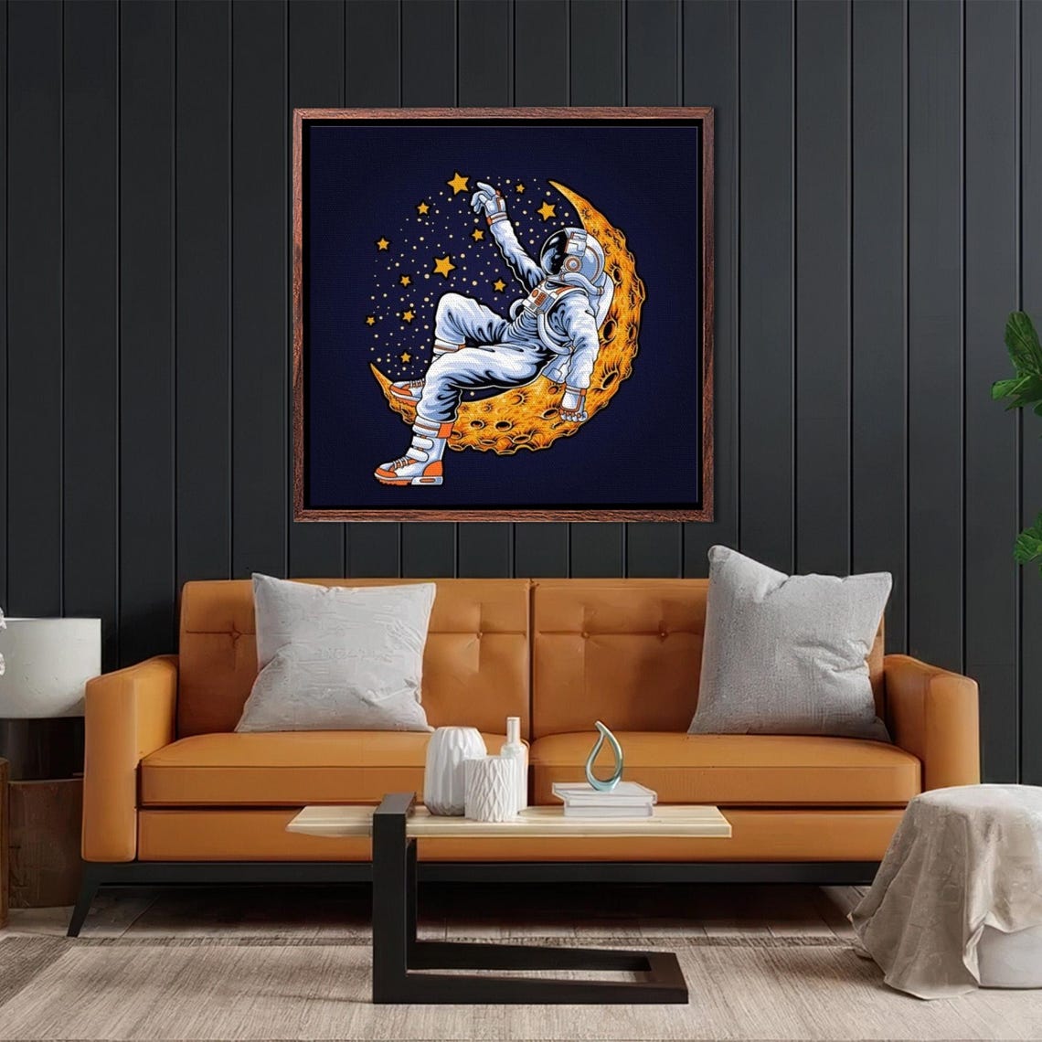 Astronaut Resting On The Moon Painting Illustration Wall Art Large Wall Art Housewarming Gifts Framed Wall Art - Image 2