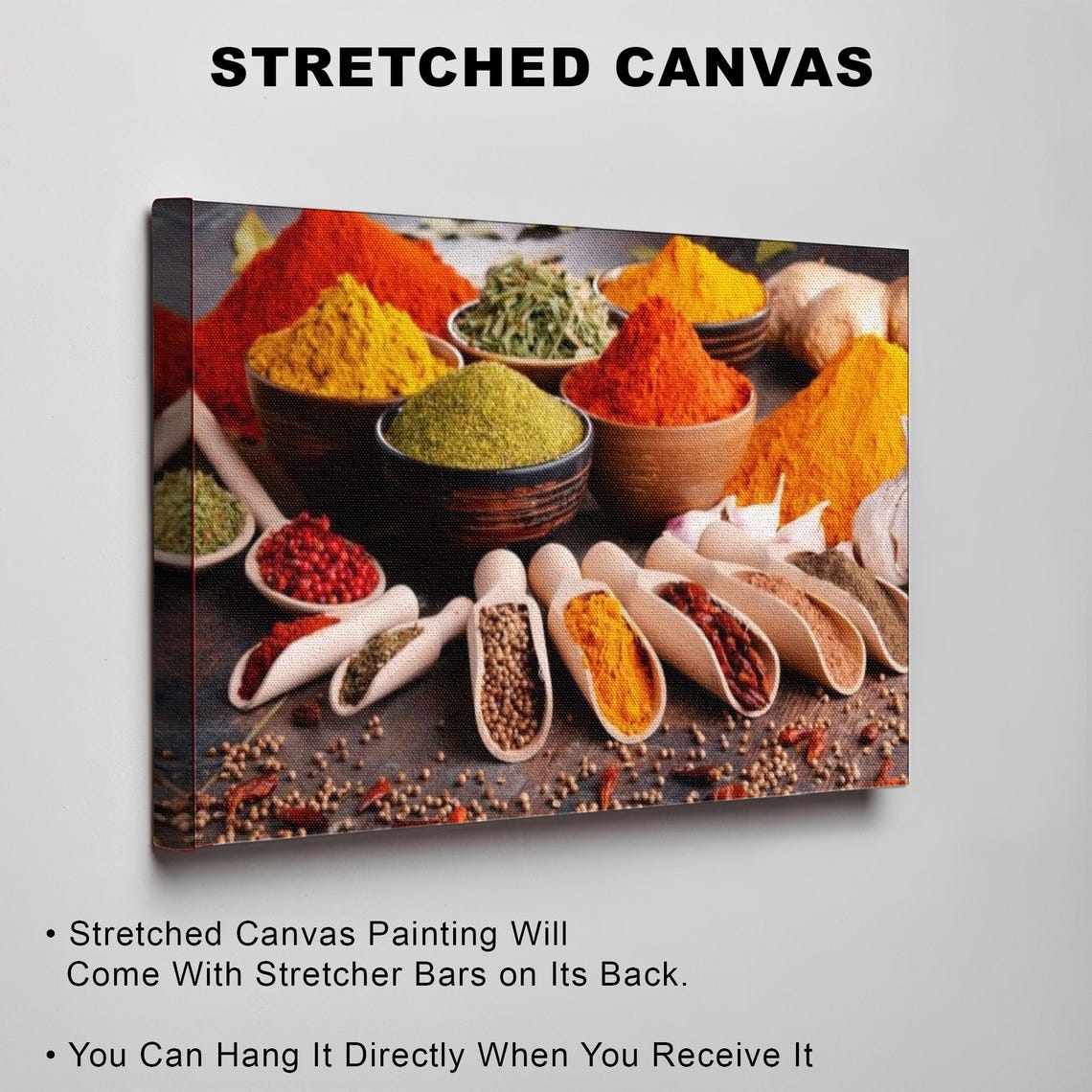Colorful Spice Bowls Turmeric Paprika Rustic Kitchen Decor Poster - Image 3