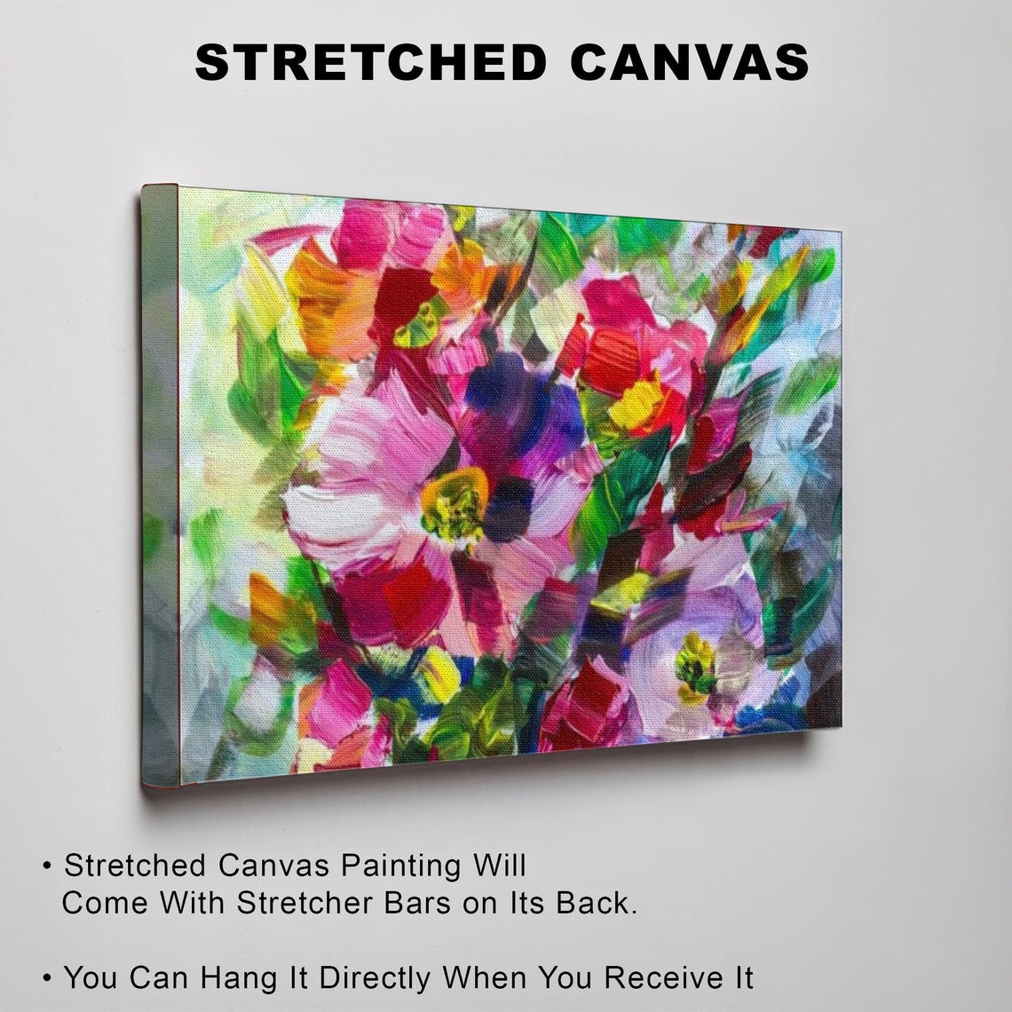 Colorful Abstract Floral Pattern Thick Oil Painting Art Poster - Image 3