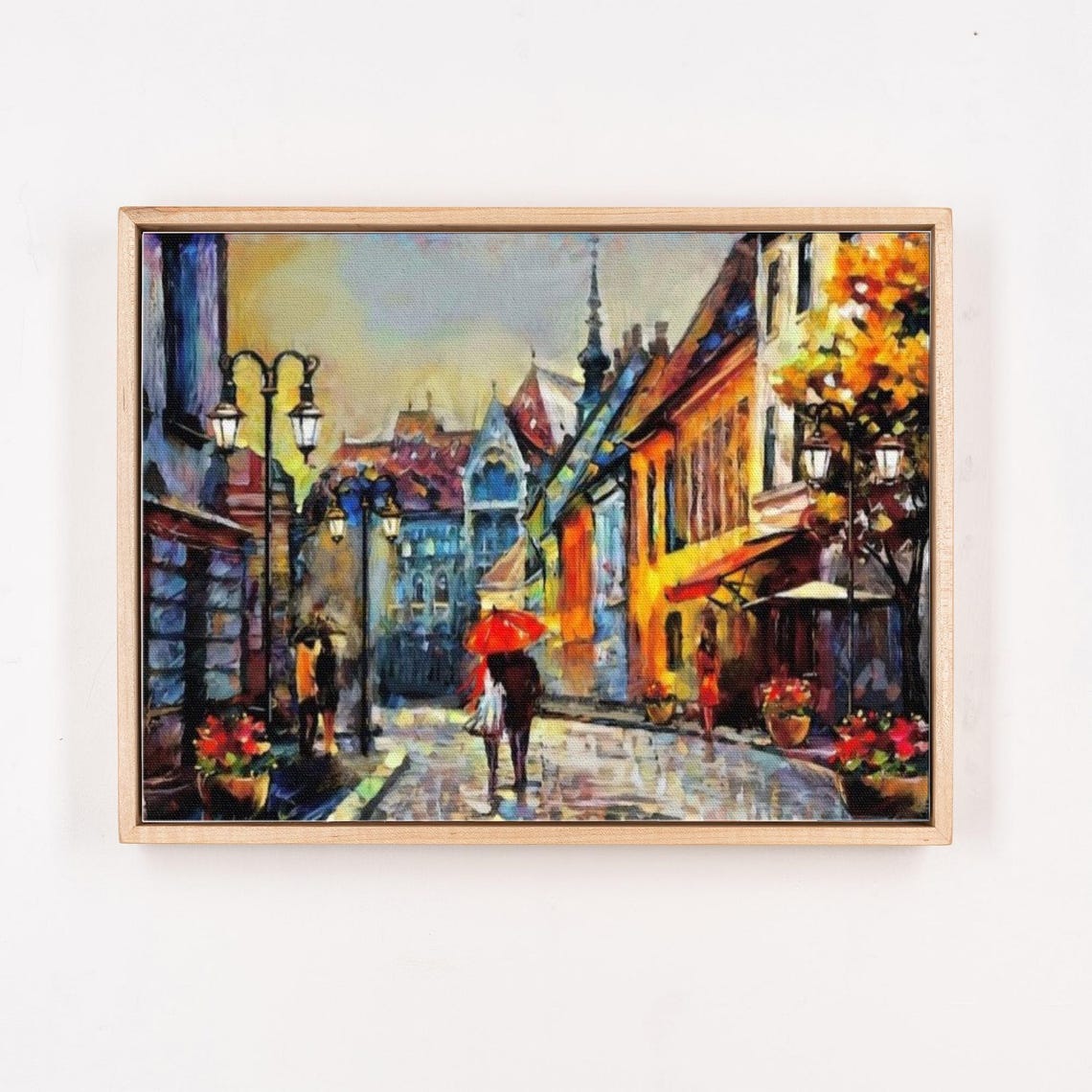 Rainy Evening Kiev Street Red Umbrella Vintage Travel Poster - Image 4