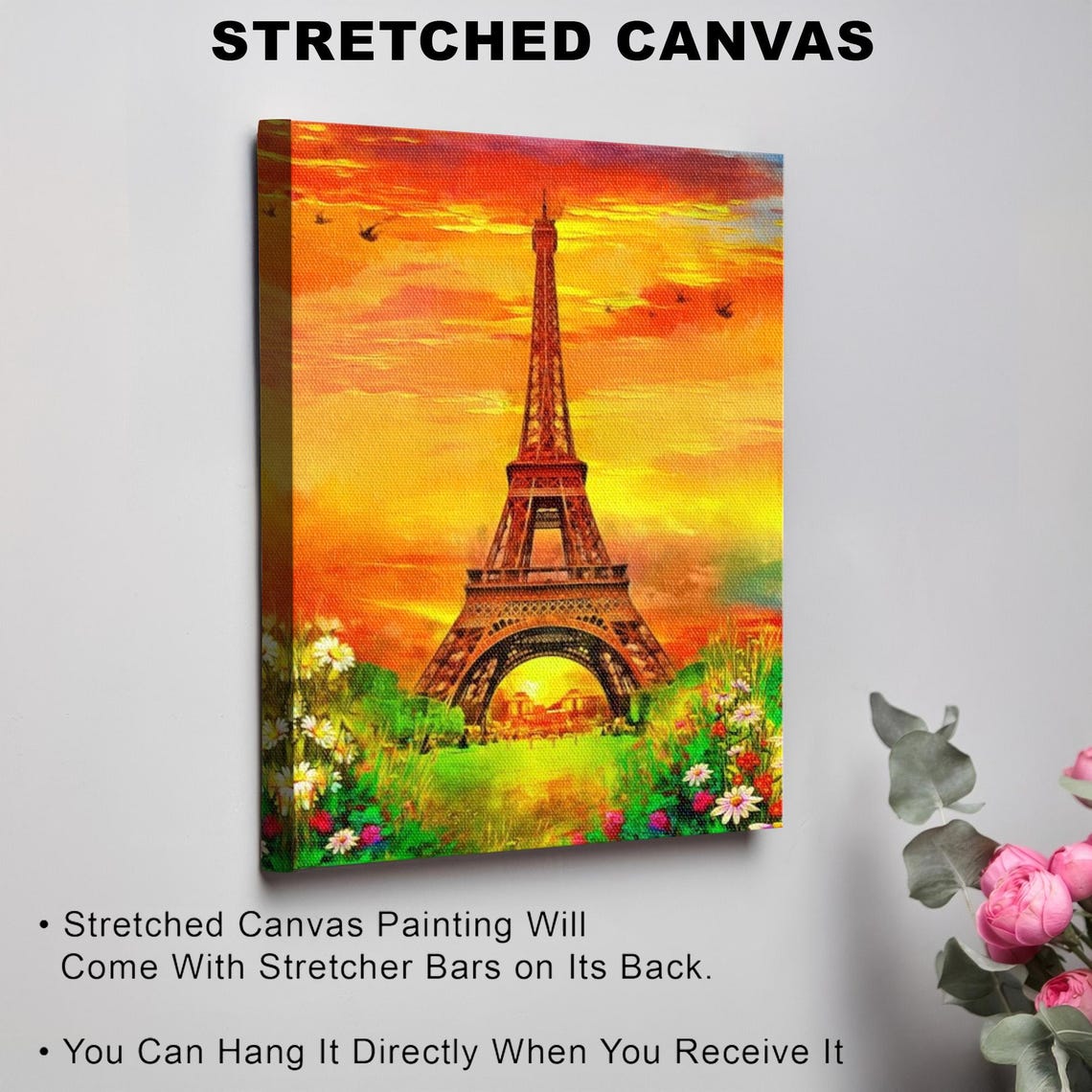 Romantic Eiffel Tower at Sunset Beneath a Fiery Orange Sky Poster - Image 3