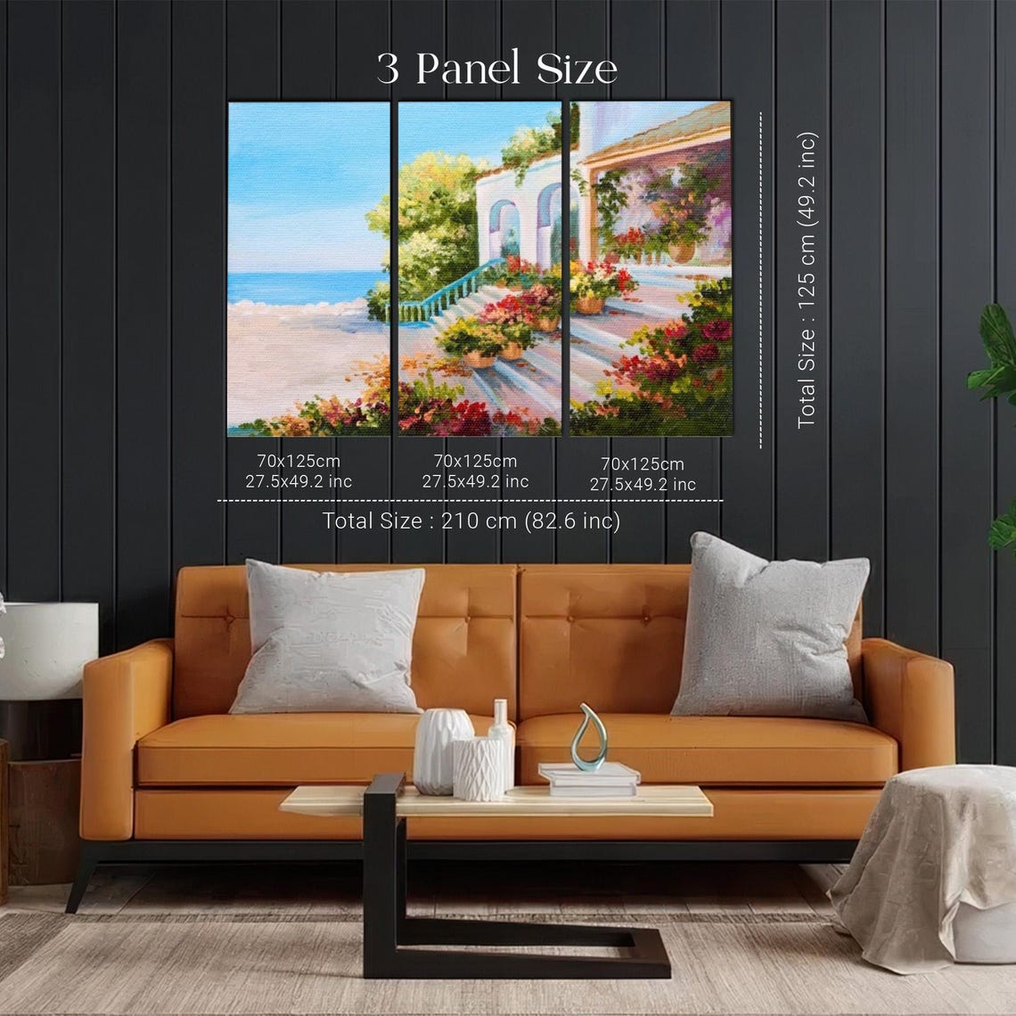 Sunlit Mediterranean Villa Terrace With Flowers Overlooking Sea Poster - Image 2