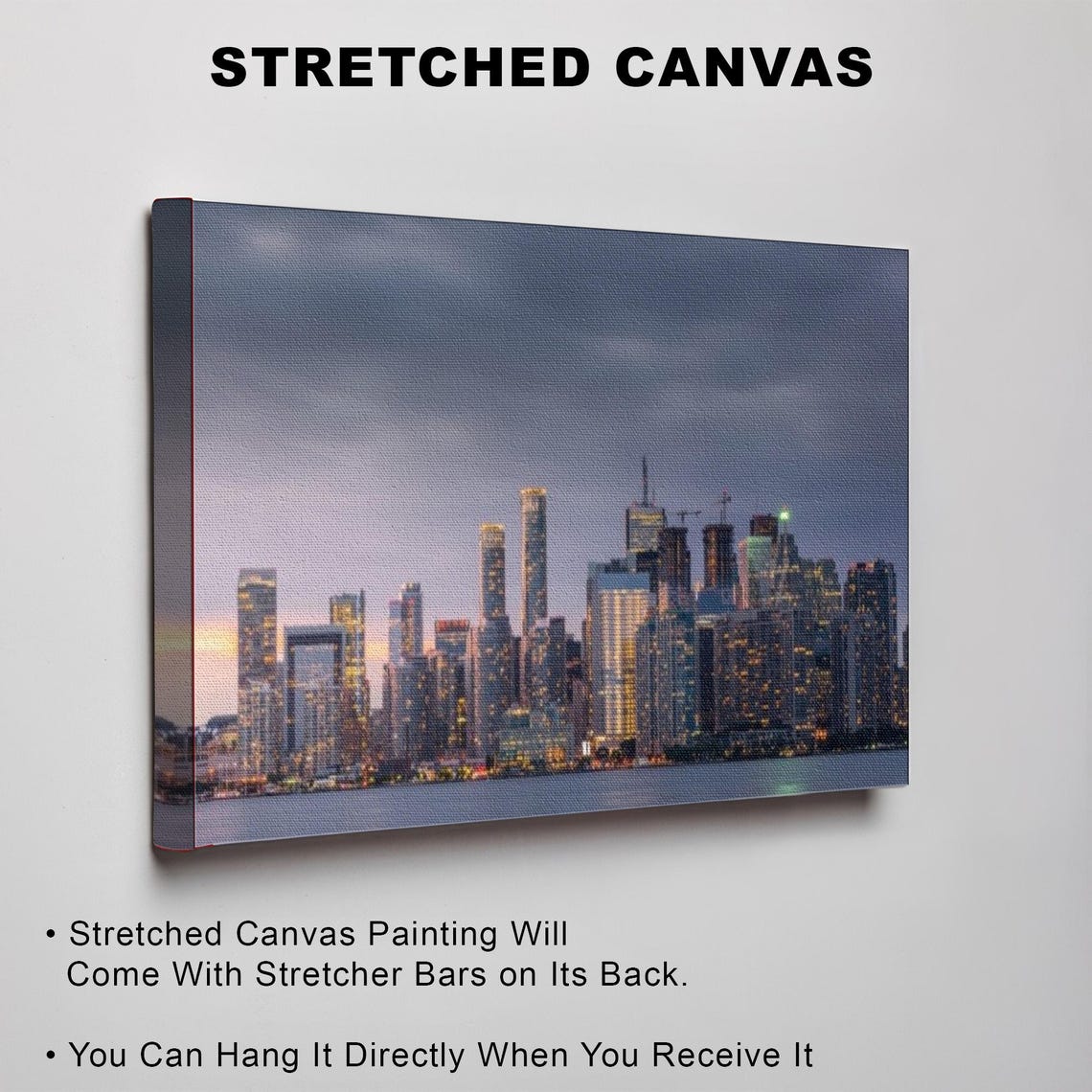 City Skyline at Dusk with Glowing Skyscraper Windows at Night Poster - Image 3