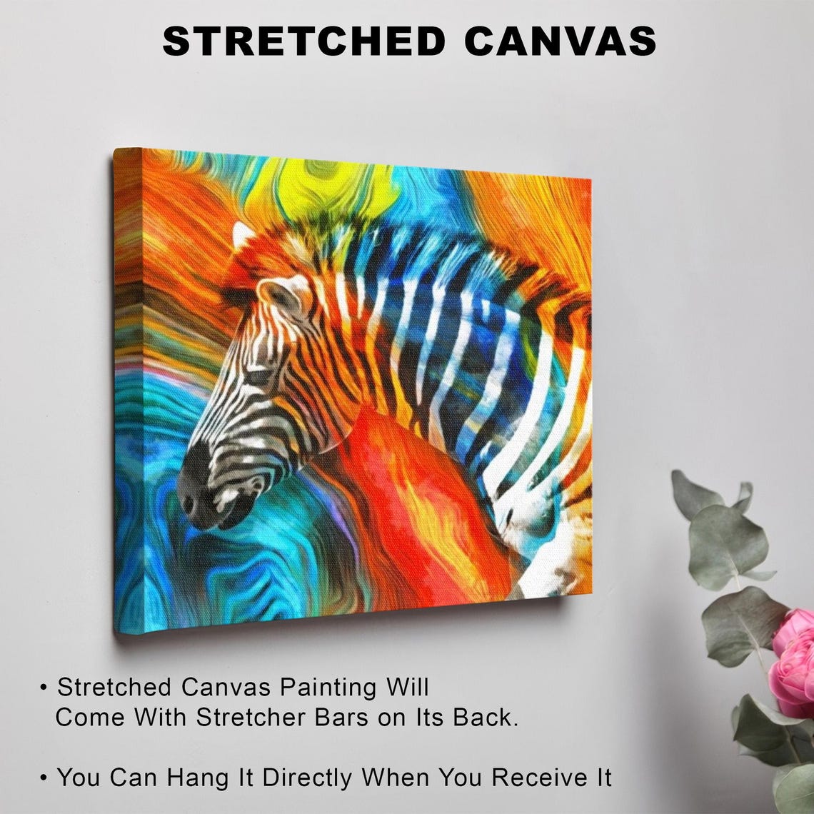 Colorful Abstract Zebra Portrait Rainbow Wildlife Art Poster - Image 3
