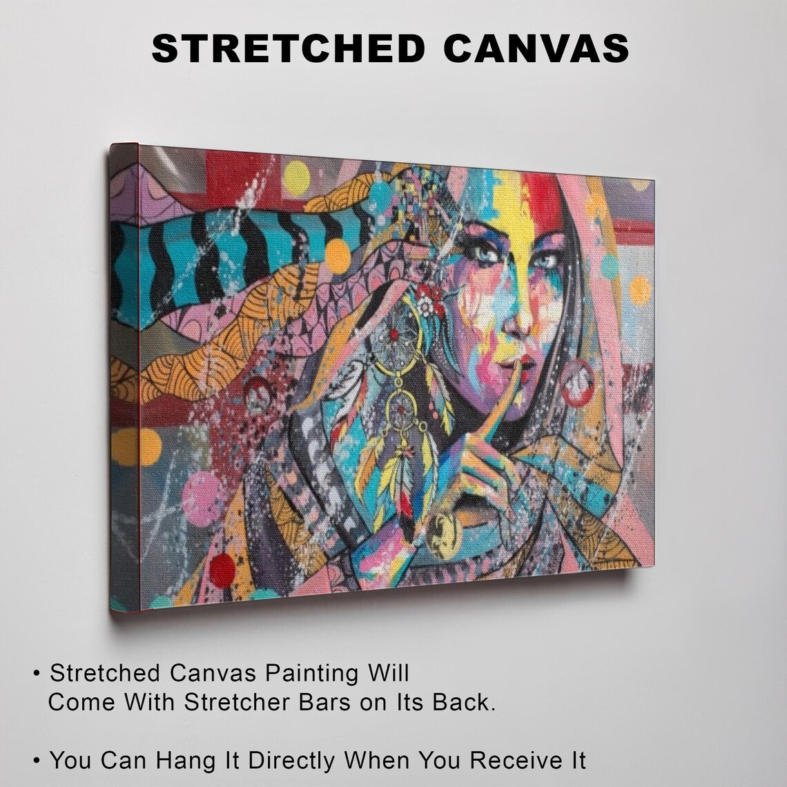 Colorful Pop Art Woman With Dreamcatcher Graffiti Art Poster - Image 3