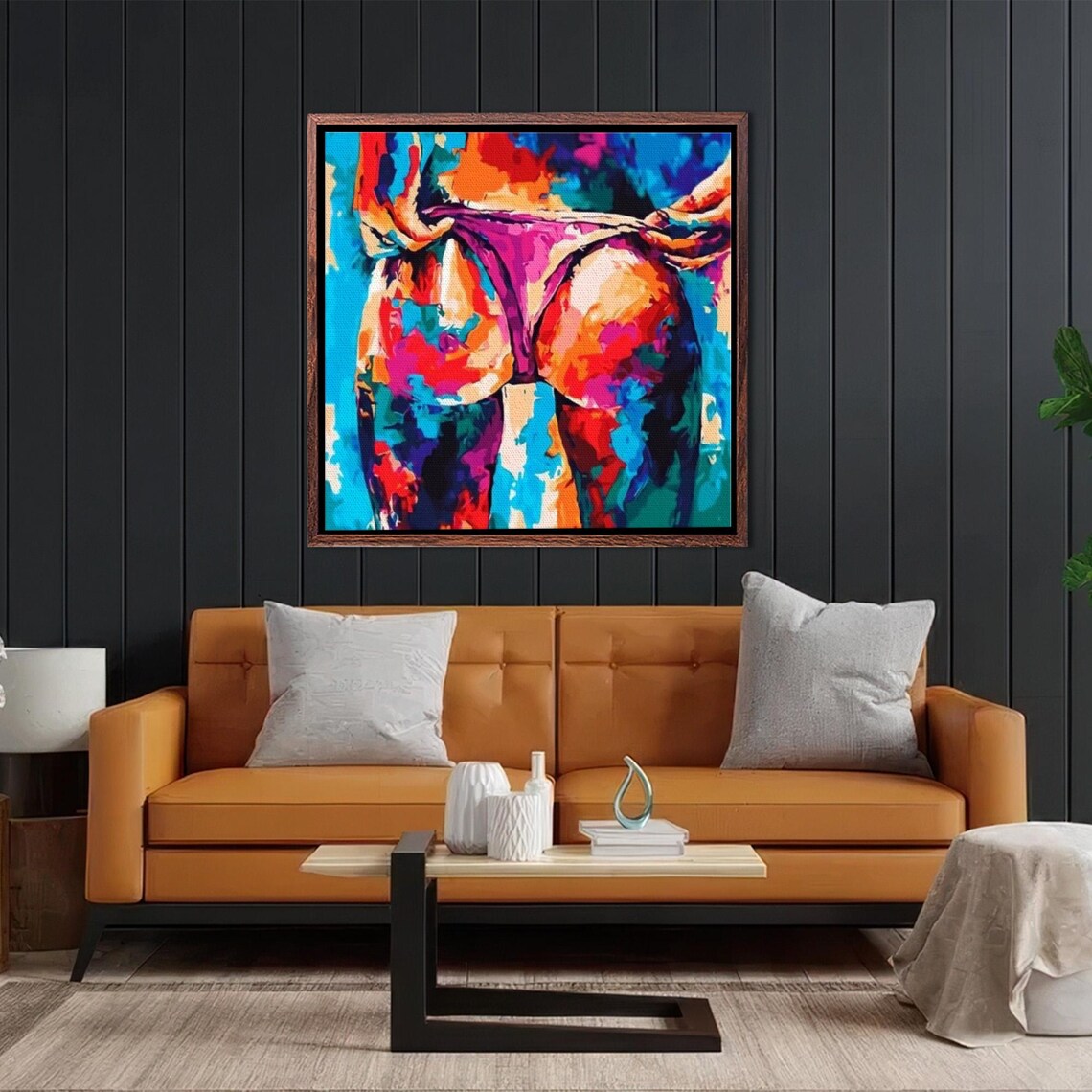 Colorful Abstract Painting of a Woman in a Pink Bikini Pop Art Poster - Image 2